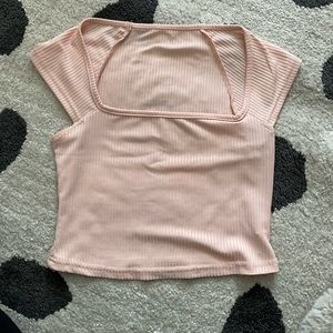 Light pink square neck crop tee